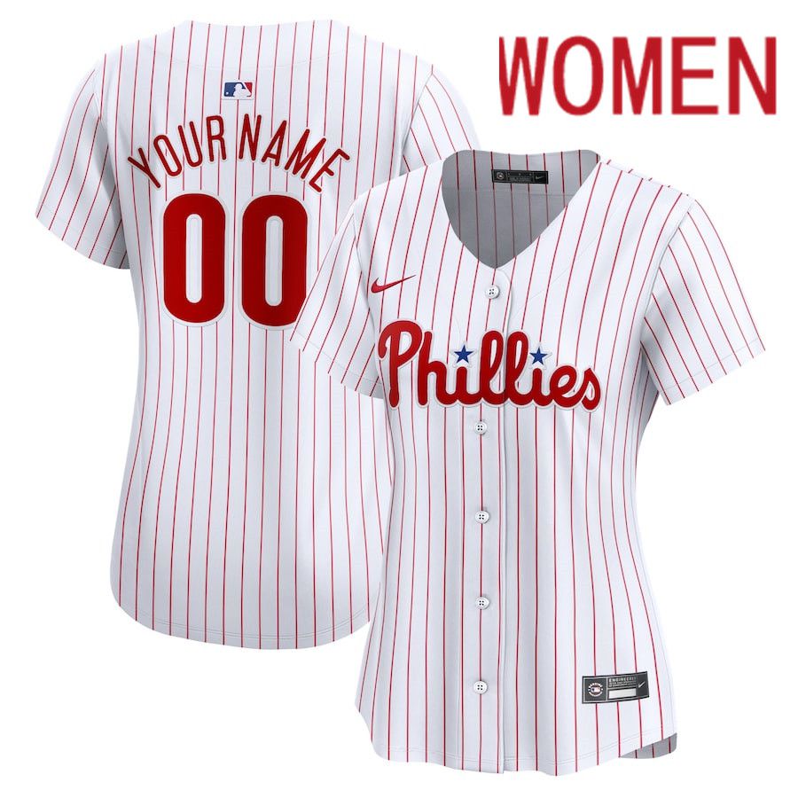Women Philadelphia Phillies Nike White Home Limited Custom MLB Jersey->customized mlb jersey->Custom Jersey